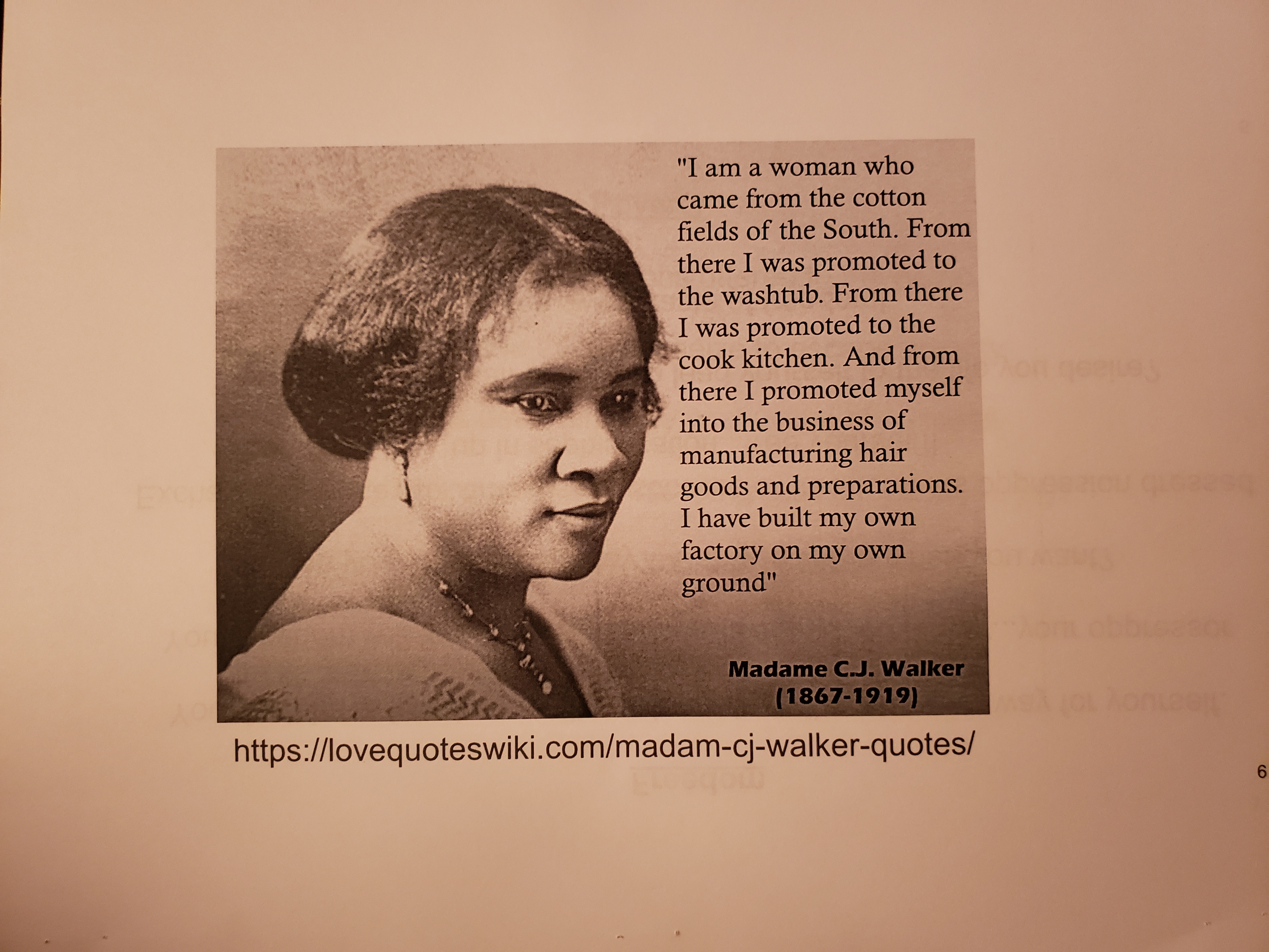 A quote from Madame CJ Walker