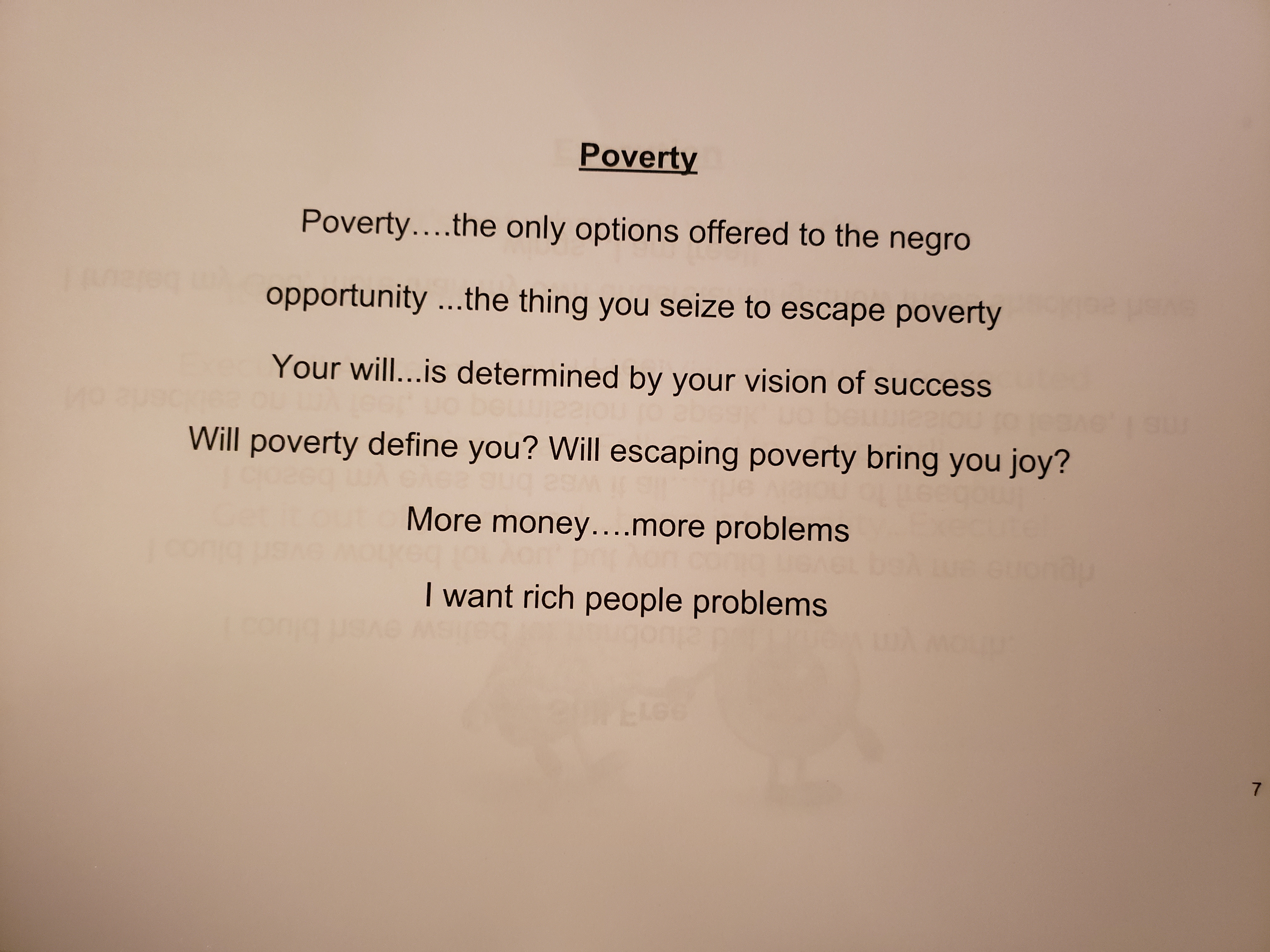 A poem on poverty and not letting it define you.