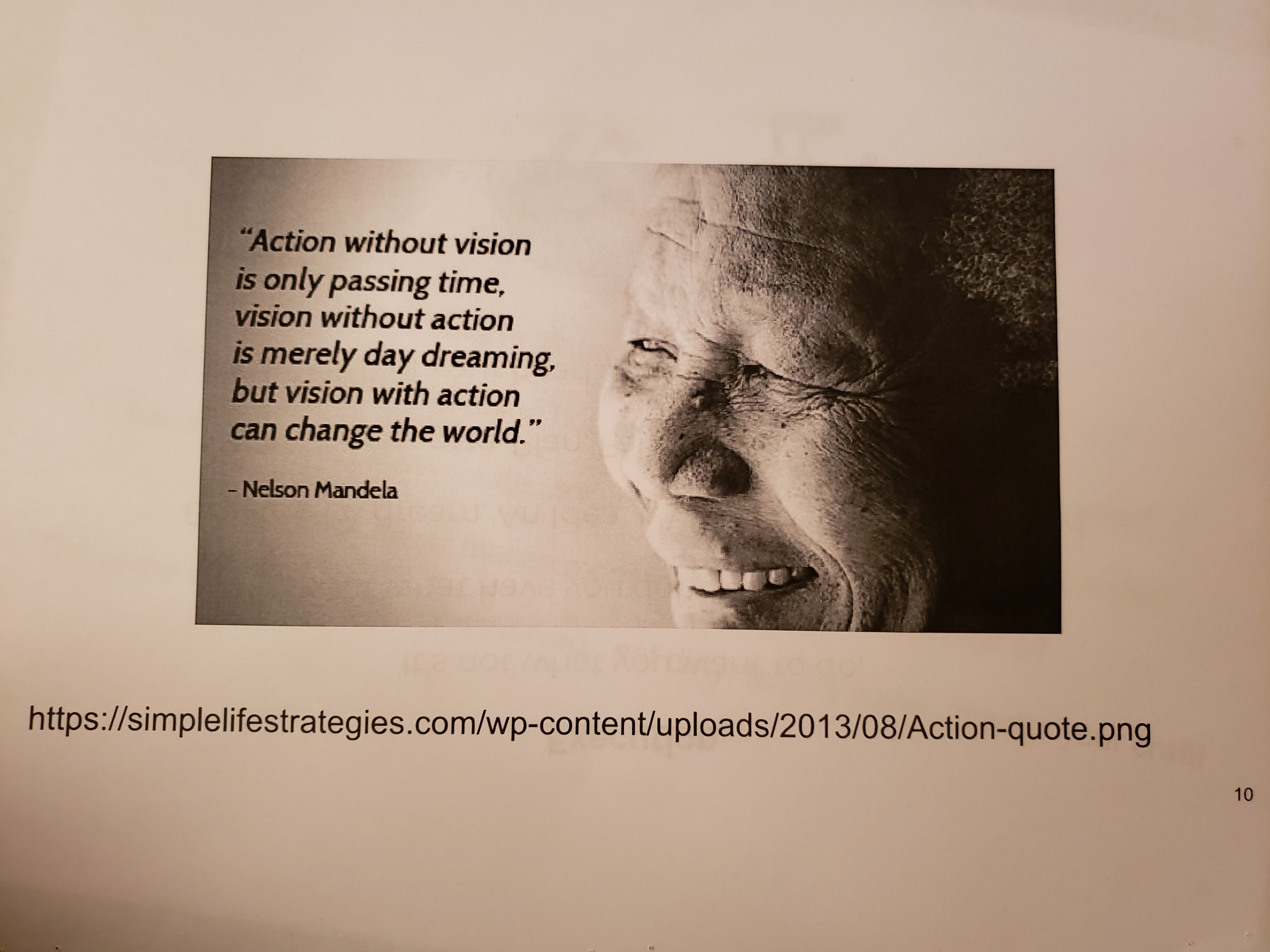 A quote from Nelson Mandela on Vision