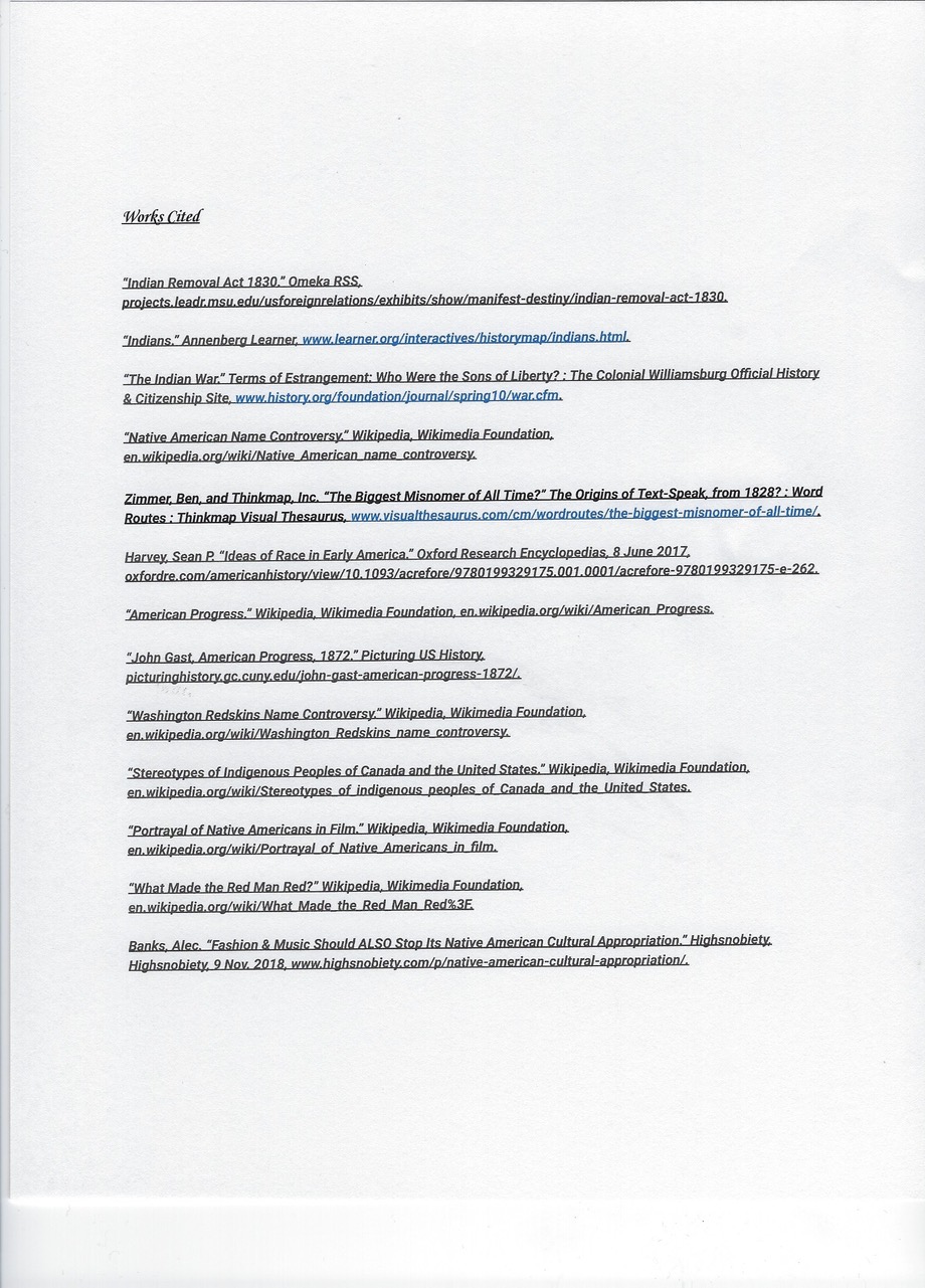 Citation page of sources used.