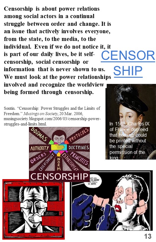 15. Censorship is a prime example of how power affects communications.