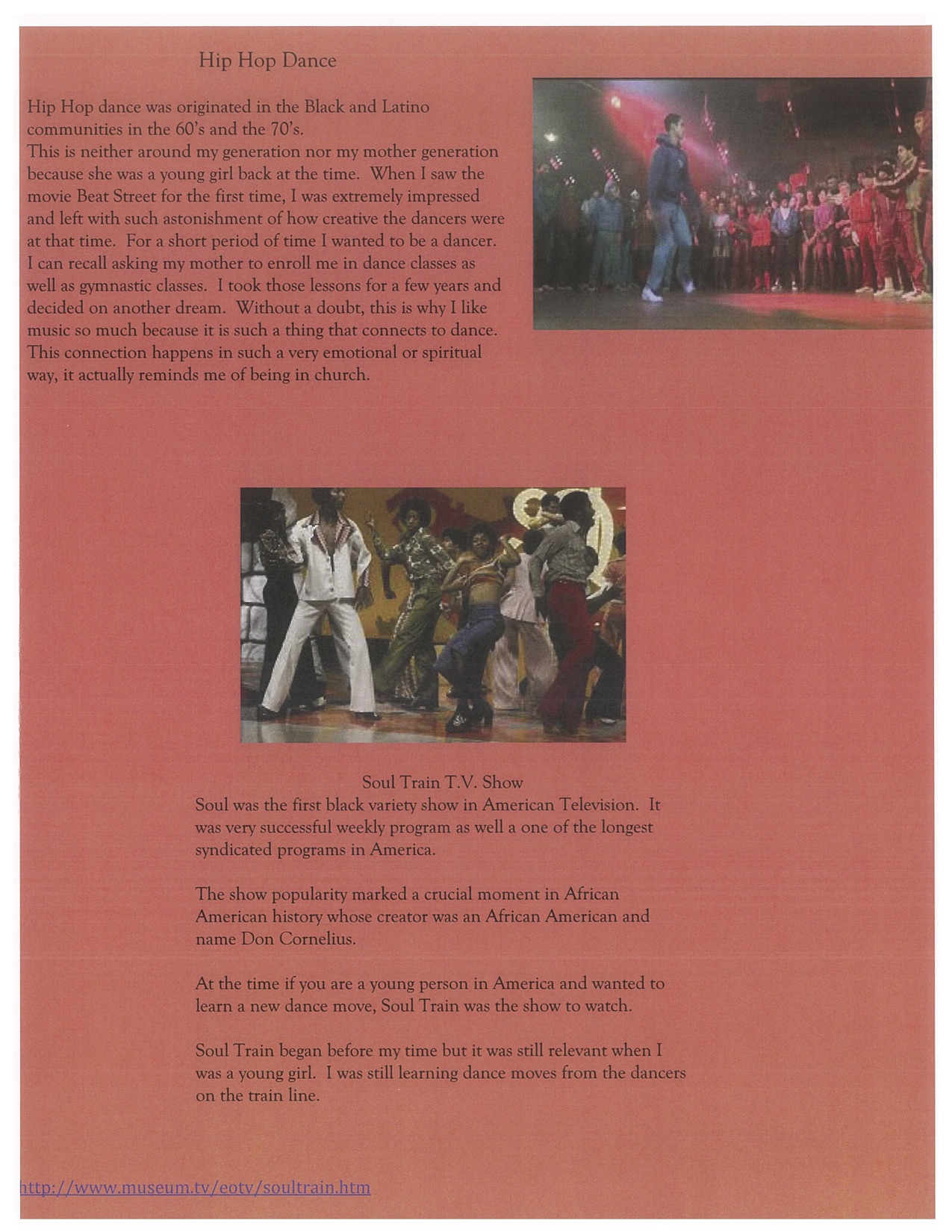 Page 2. shows some details of Hip Hop Dance on some T.V Shows.