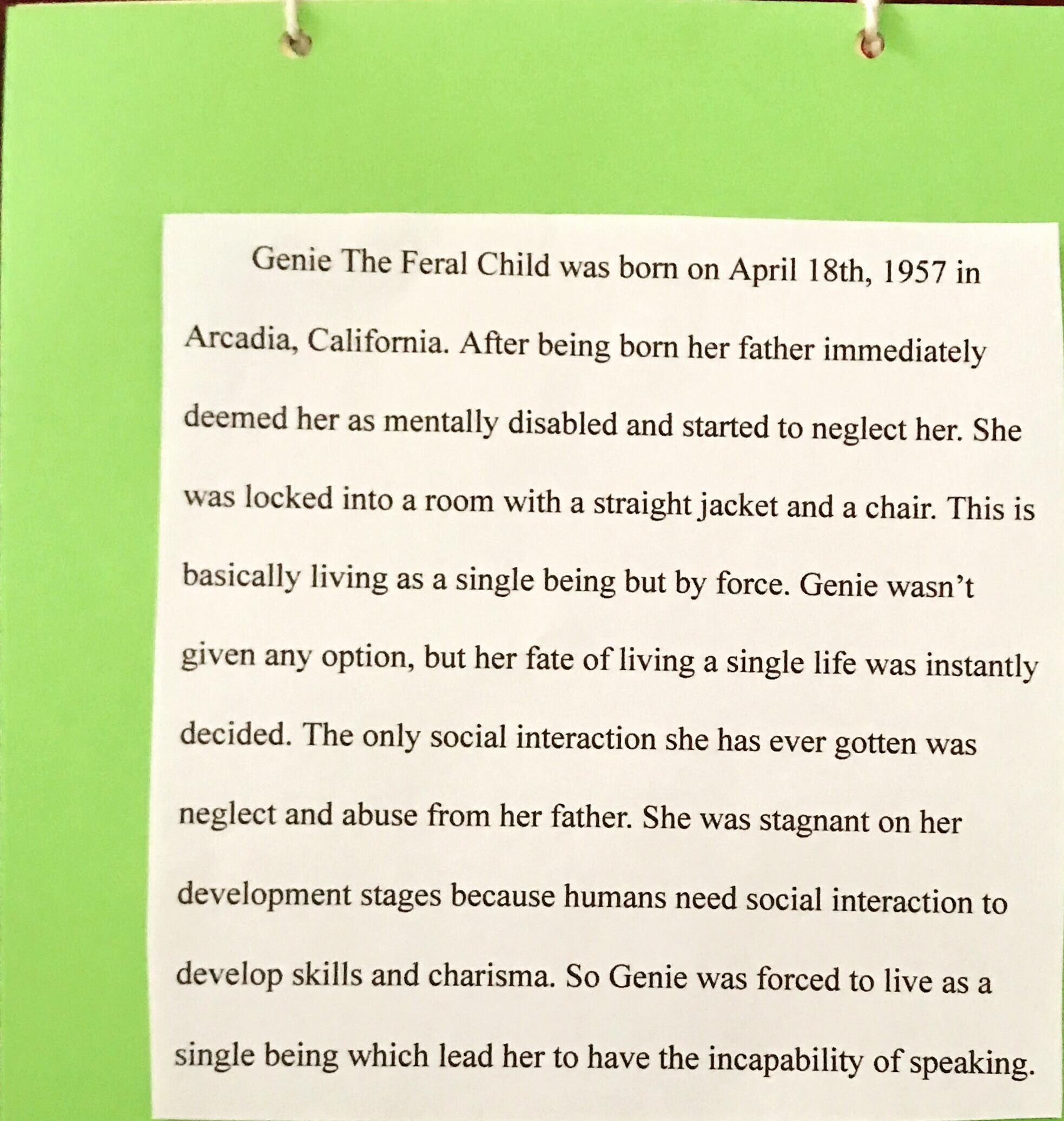 Page 11: Briefly talk about Genie the Feral Child